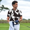 thumbnail image 3 of Honeii Cow Skin 2 Print Polo Shirt, A Classic Short-Sleeved, Button-Down Golf Shirt for Men,Mens Polo Shirts Short Sleeve-Large, 3 of 6