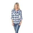 thumbnail image 1 of White Mark Chemise Classique à Carreaux Manches 3/4 pour Femmes, 1 of 5