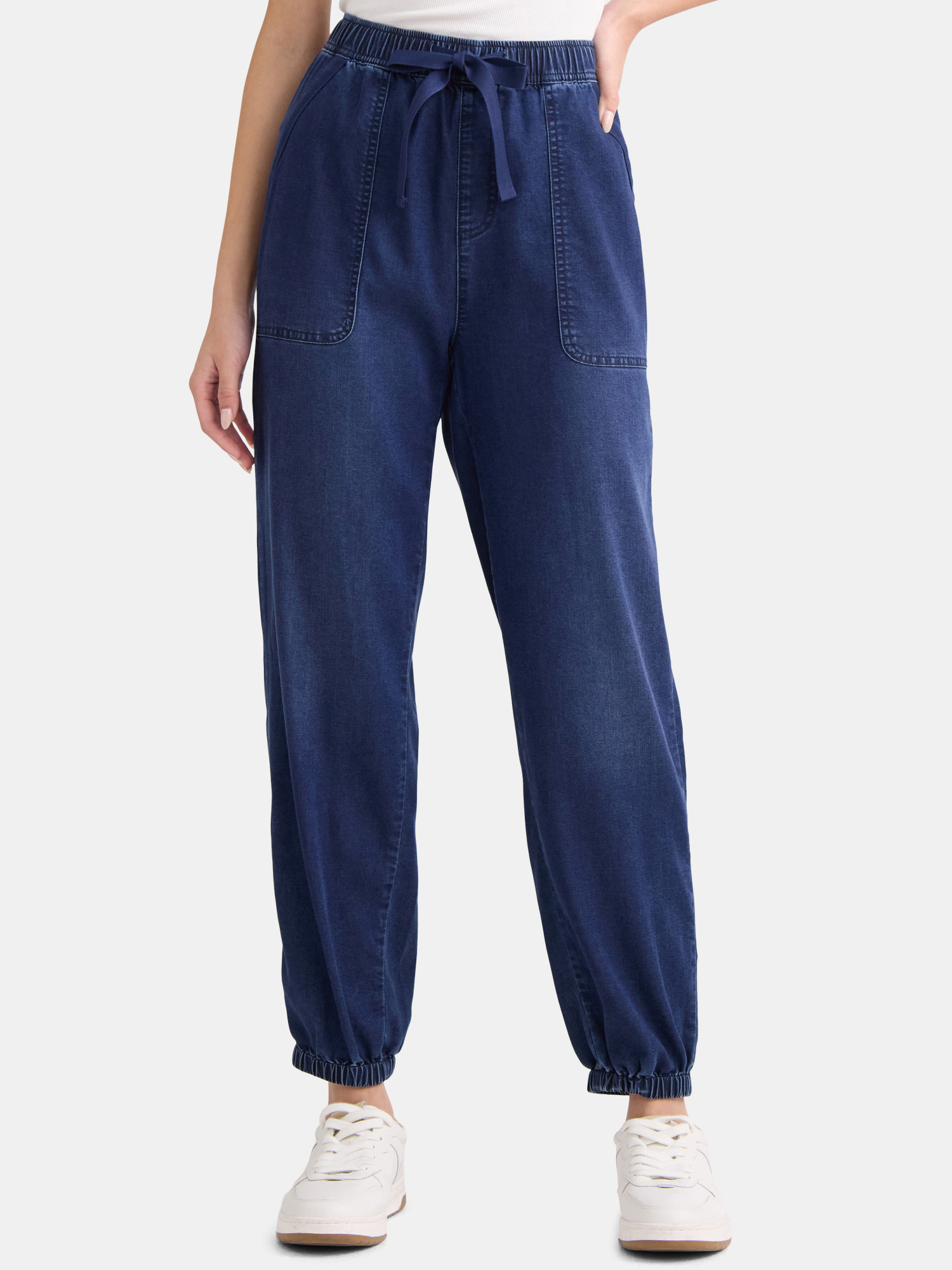 Time and Tru Women's High Rise Parachute Jogger Pants, 28" Inseam, Sizes XS-XXXL