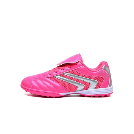 

Bellella Unisex Sport Sneakers Round Toe Football Shoes Flat Soccer Cleats Comfort Athletic Shoe Training Sports Rose Red 2Y