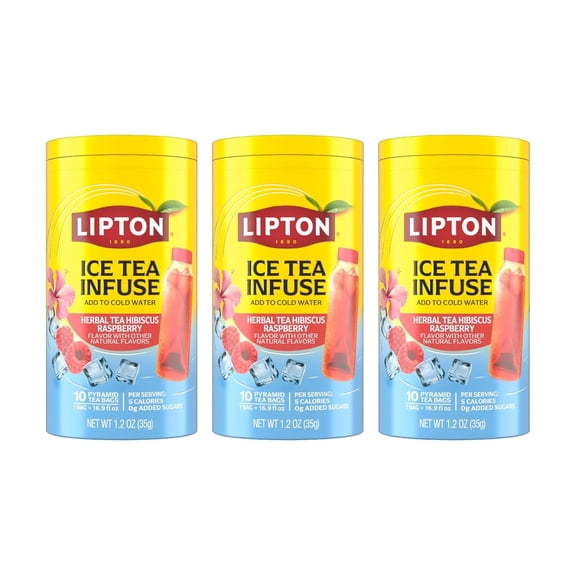 Lipton Ice Tea Infuse Hibiscus Raspberry Citrus Cold Brew Tea Bags, 10 ct (Pack of 3)