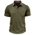 thumbnail image 2 of Qwertyu Men’s Athletic Short Sleeve Polo Shirts Casual Summer Golf Shirts Buttons Collared Solid T Shirts with Pocket Army Green 3XL, 2 of 5