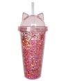 thumbnail image 3 of Cute Cat Ear Flash Film Double Layer Cup 420ML Gift Custom Cup Creative Plastic Water Cup Straw Cup, 3 of 3