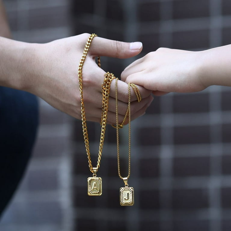 Mens square pendant necklace deals