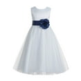 thumbnail image 2 of Ekidsbridal White V-Back Lace Edge Junior Flower Girl Dress First Communion Holy Baptism Pageant Gown 183T 10, 2 of 3