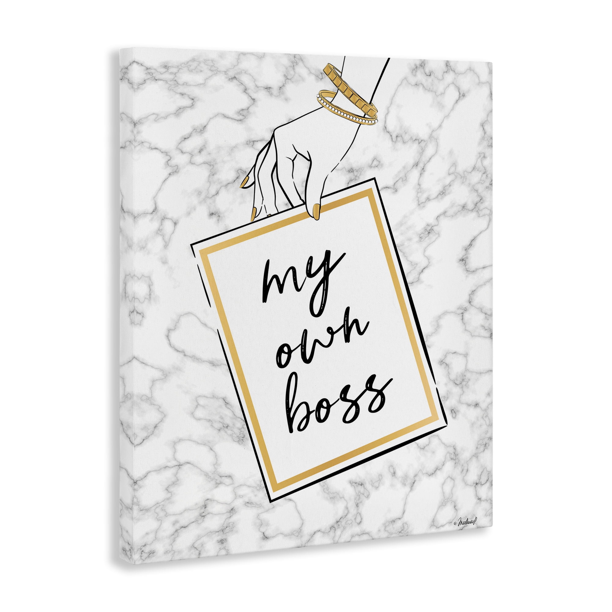 Stupell Industries My Own Boss Phrase Typography Painting Gallery Wrapped Canvas Art Print Wall Art, 30 x 40