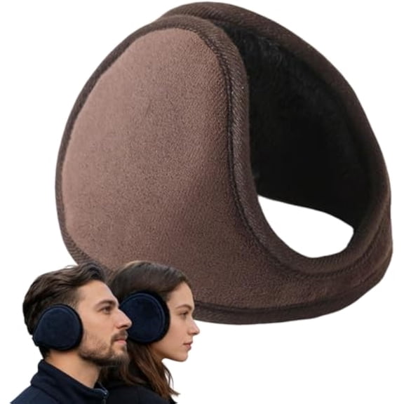 4-Pack Men Ear Muffs for Winter, Fleece Behind Head Ear Warmers, Foldable Adjustable for Outdoor Activities (Brown, Not Fleece-lined)
