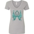 thumbnail image 3 of Inktastic Ovarian Cancer Awareness with Butterfly Ribbon Words Women's V-Neck T-Shirt, 3 of 5