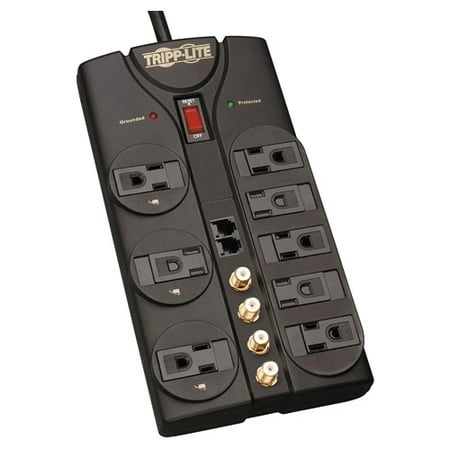 10 Outlet Power Conditioner - Tripp Lite Surge Protector Power Strip 120V 8 Outlet RJ11 Coax 10' Cord 3240 Joule - Receptacles: 8 x NEMA 5-15R - 3240J