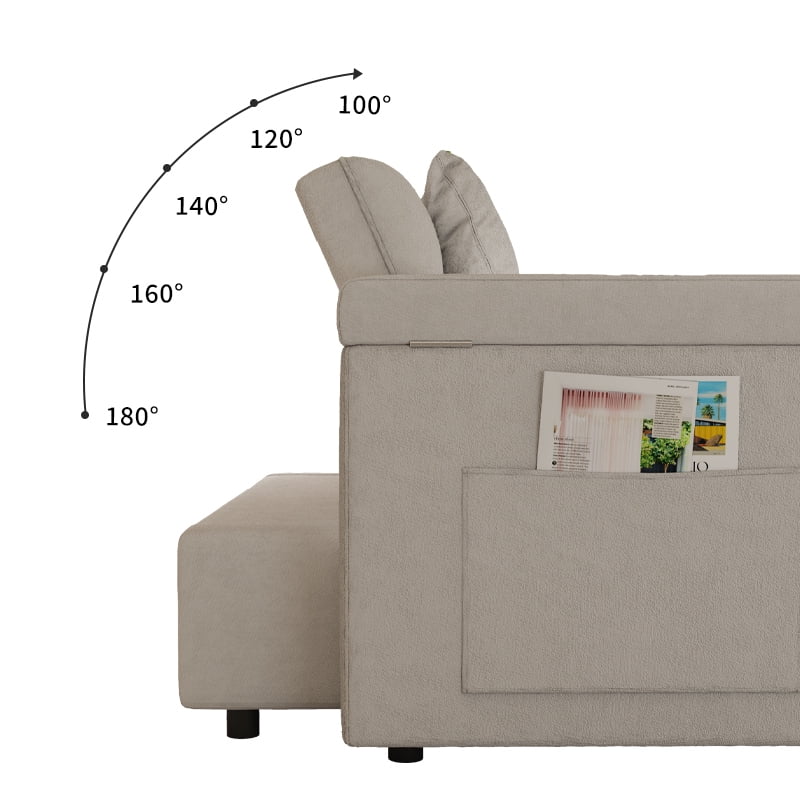 avobird 65'' 3 in 1 Convertible Sleeper Sofa Bed, Pullout Sleeper Sofa with Hidden Side Table/Charging port/Hidden Storage, Modern Futon Sofa for Apartments, Off white
