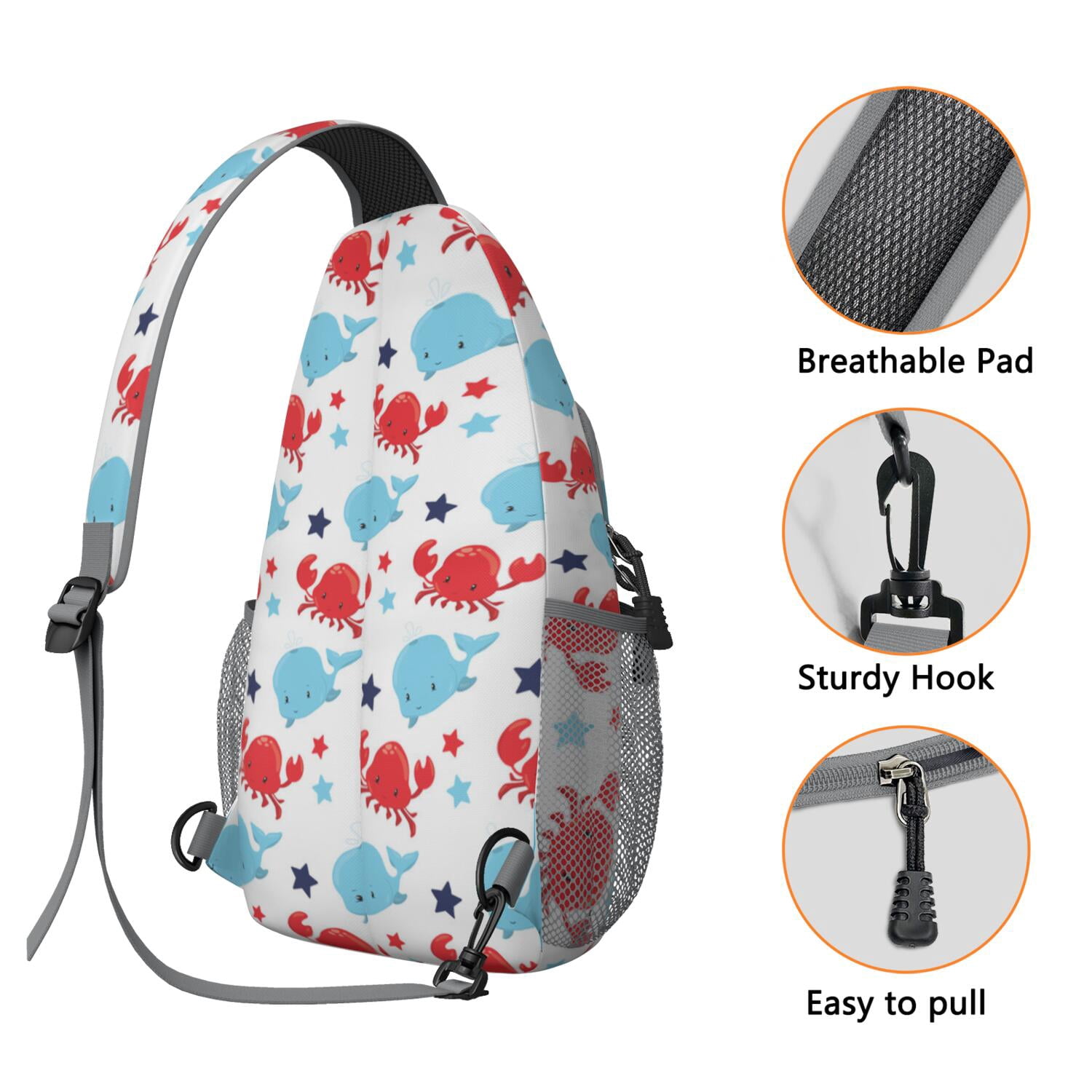 Blue Dolphin Chest Bag - Educational Marine Life Chart for Hiking & Biking - Lightweight & Durable