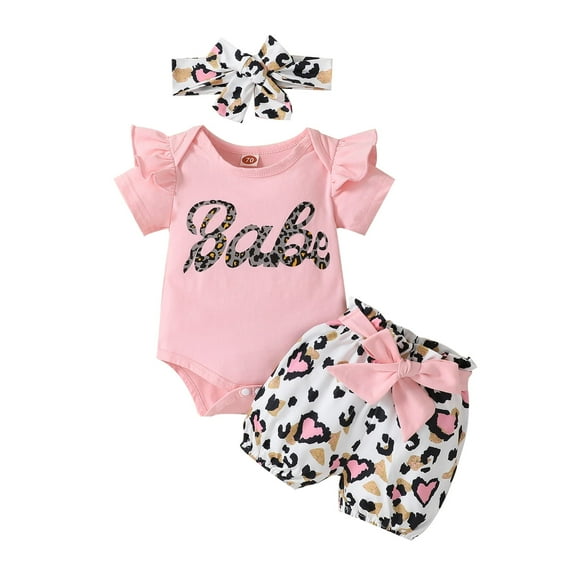 Baby Clothing Girls Romper and Shorts Outfit Infant Pants Sets Pink 12-18 Months