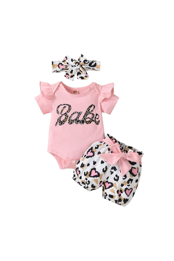 Baby Clothing Girls Romper and Shorts Outfit Infant Pants Sets Pink 6-12 Months