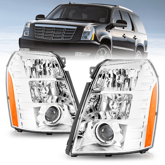 Titans Motors HID Projector Headlights for 2007-2014 Cadillac Escalade Pair Driver and Passenger Side Headlamp Assemblies
