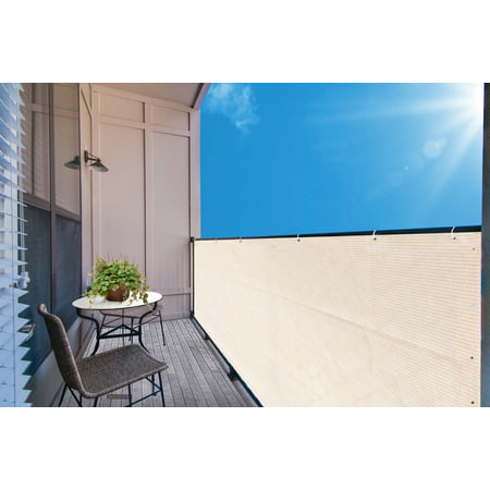 Alion Home Banha Beige Elegant Privacy Screen Windscreen Mesh For Backyard Deck, Patio, Balcony, Fence, Pool, Porch, Railing  4' x