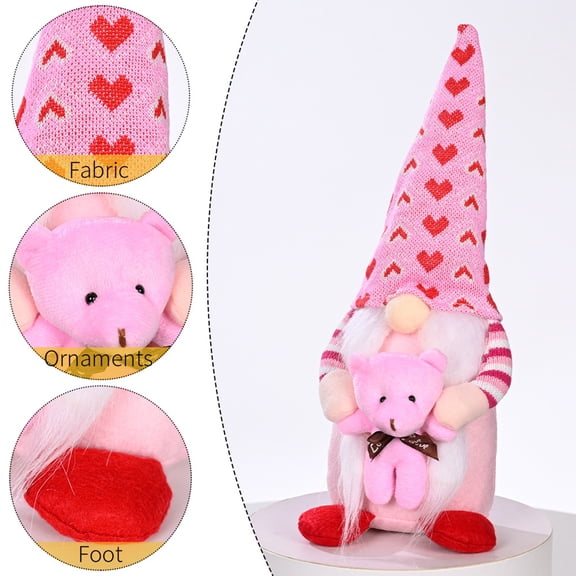 Valentine's Day Gnomes Plush Decor, Teddy Bear Handmade Tomte Swedish Gnome, Valentines Day Decor Home Table Ornaments, Valentines Gifts for Her Sweet Valentine's Present