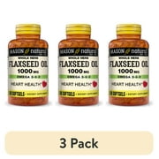 (3 pack) Mason Natural Flax Seed Oil 1000 mg Omega 3-6-9 - Healthy Heart and Immune System, 100 Softgels Per Container