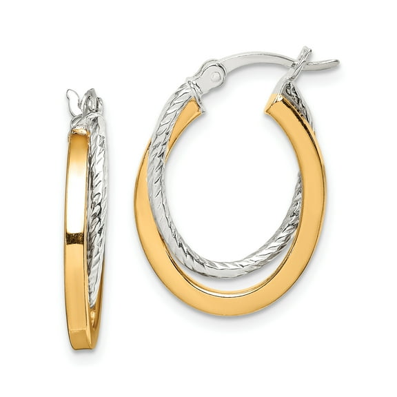 Primal Silver Sterling Silver and Gold Tone Twisted Hoop Earrings