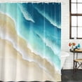 thumbnail image 2 of Teal Gradient Ocean Shower Curtain, Waterproof Shower Curtains for Bathroom, Ombre Watercolor Coastal Beach Waves Washable Fabric Bathtub Curtain Set Bath Decor with 12 Hooks 48"x72", 2 of 8
