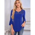 thumbnail image 6 of Women'S Ruffle 3/4 Sleeve Elegant Dressy Blouses Crew Neck Double Layers Mesh Tunic Tops Blue XL, 6 of 7