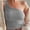 Grey, variant on Women's Solid Color Short Bustier One Shoulder Camisole Tank Top T Shirt Stylish Casual Crop Top Women Vest Black XXL