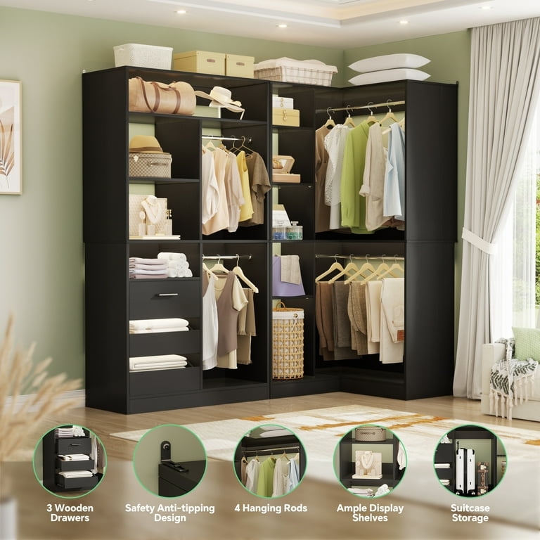 Homieasy 72''L x 36''W 2-Piece Corner Closet System, Heavy Duty