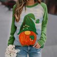 thumbnail image 2 of Penkiiy T-Shirt Imprimé pour la Saint-Patrick pour Femmes, Col Rond, Manches Longues, Chandail en Molleton Imprimé, Blouse, Hauts, Vert, 2 of 5