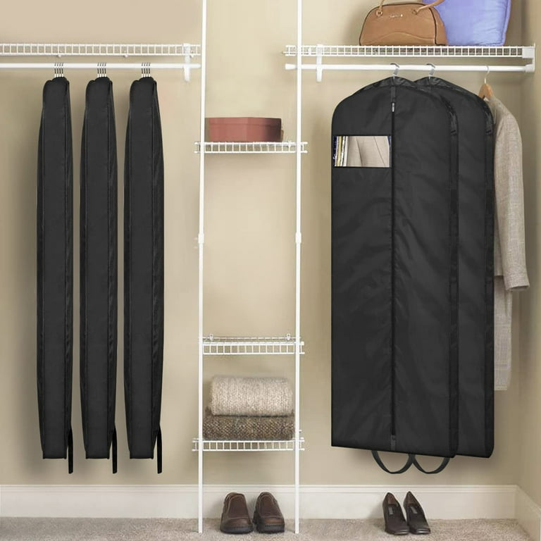 MISSLO 65 Garment Bag for Travel Waterproof Long Dress Bag Hanging Clothes Protector for Closet Storage Gown Wedding Dress Coat Cover Black 2