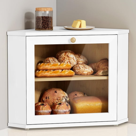 Panera esquinera de bambú blanco de 2 niveles Goozii