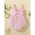 thumbnail image 2 of Bagilaanoe Summer Newborn Girl Ribbed Bodysuit 0-24 Months Baby Girls Sleeveless Flower Dot Print Romper with Bow, 2 of 9