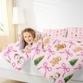 thumbnail image 4 of Manfei Pink Bowknot Bowtie Bedding Comforter Set,Cartoon Xmas Snowmen Twin Comforter Sets,Christmas Gingerbread Man Bedding Set For Child,Super Cozy Room Decor Reversible,2-Piece, 4 of 8