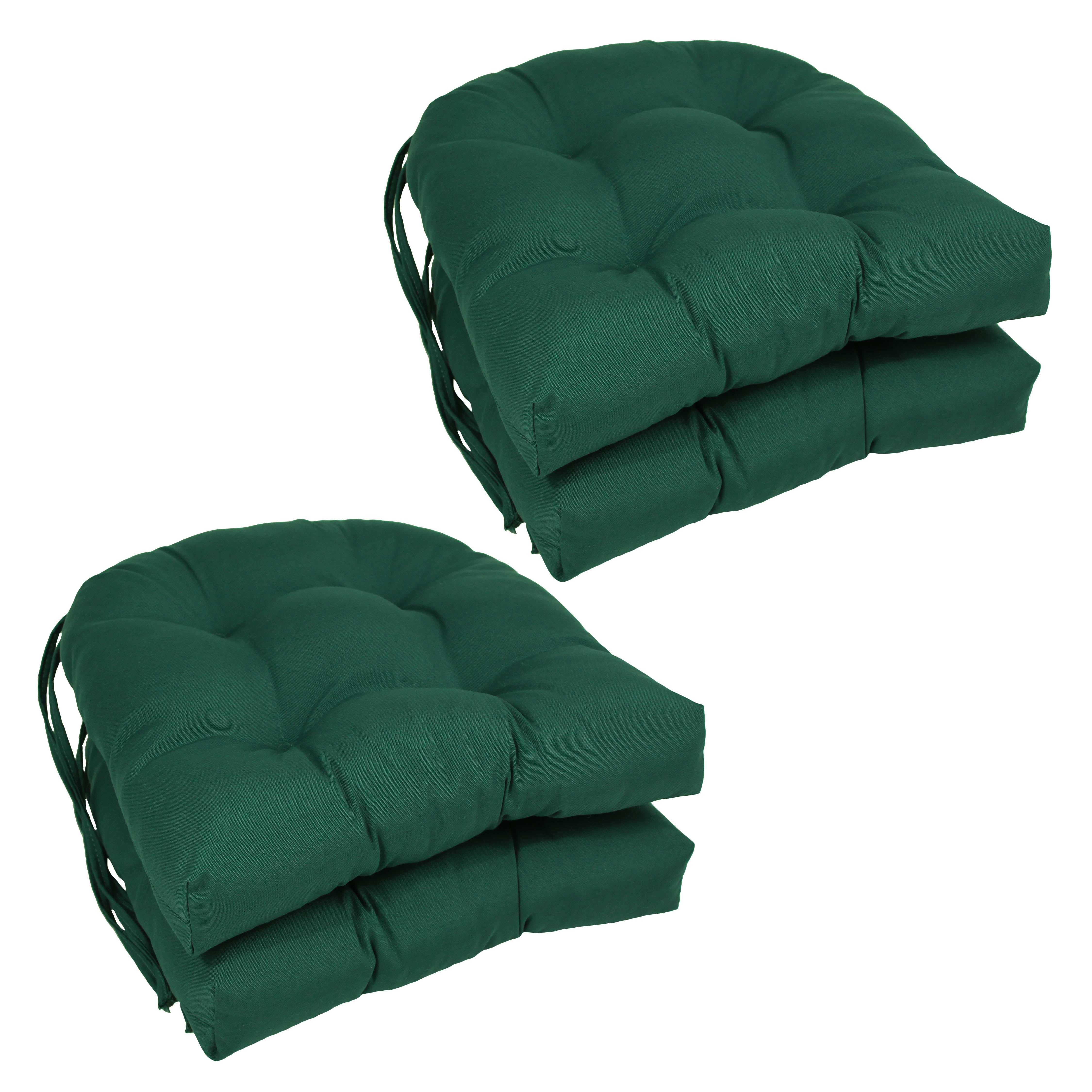 16-inch Solid Twill U-shaped Tufted Chair Cushions (Set of 4) - Forest