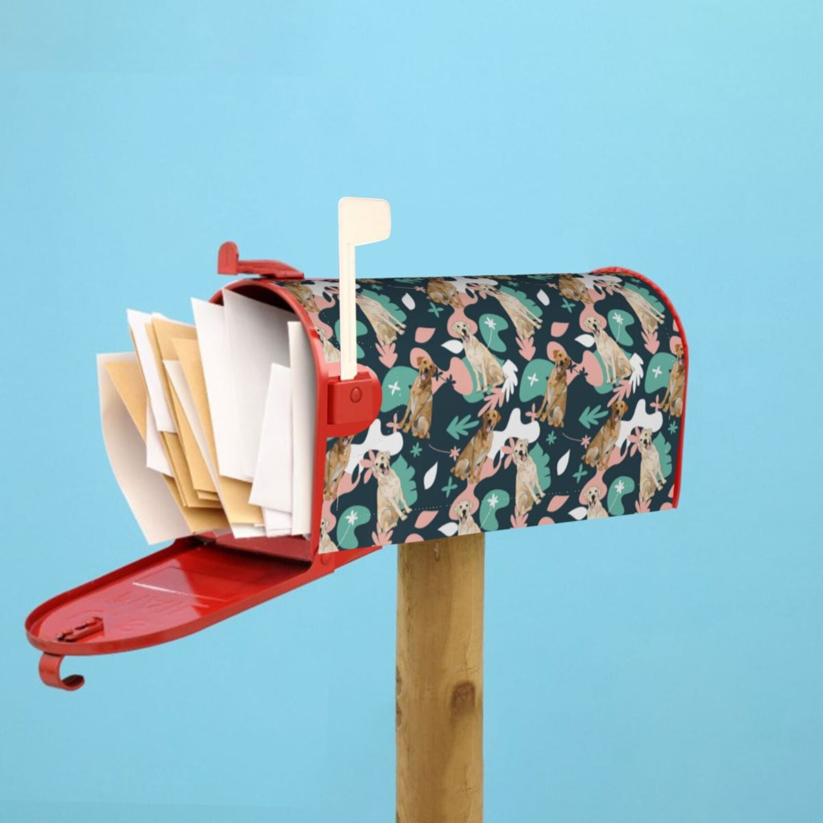 Xecao Labrador Retriever Dog for Mailbox Cover with Magnetic Strips, Waterproof and Sunscreen, Adds a Decorative Touch to Your Garden Yard.