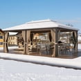 thumbnail image 6 of Hommow 14' x 20' Hardtop Gazebo Galvanized Steel Outdoor Canopy Aluminum Frame Brown, 6 of 7