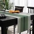 thumbnail image 4 of Sage Green Ombre Stripe Cotton Linen Long Table Runner 13 x 108 inch Farmhouse Striped Gradient Non-slip Rectangular Dining Table Decor for Wedding Party Holiday Dinner, 4 of 8