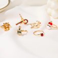 thumbnail image 3 of Anillo de Papá Noel de alce de Navidad para mujer, anillo de dedo ajustable, joyería de fiesta de vacaciones, lindo Color dorado, esmalte de goteo, moda, nuevo juego de 6 piezas, 3 of 4