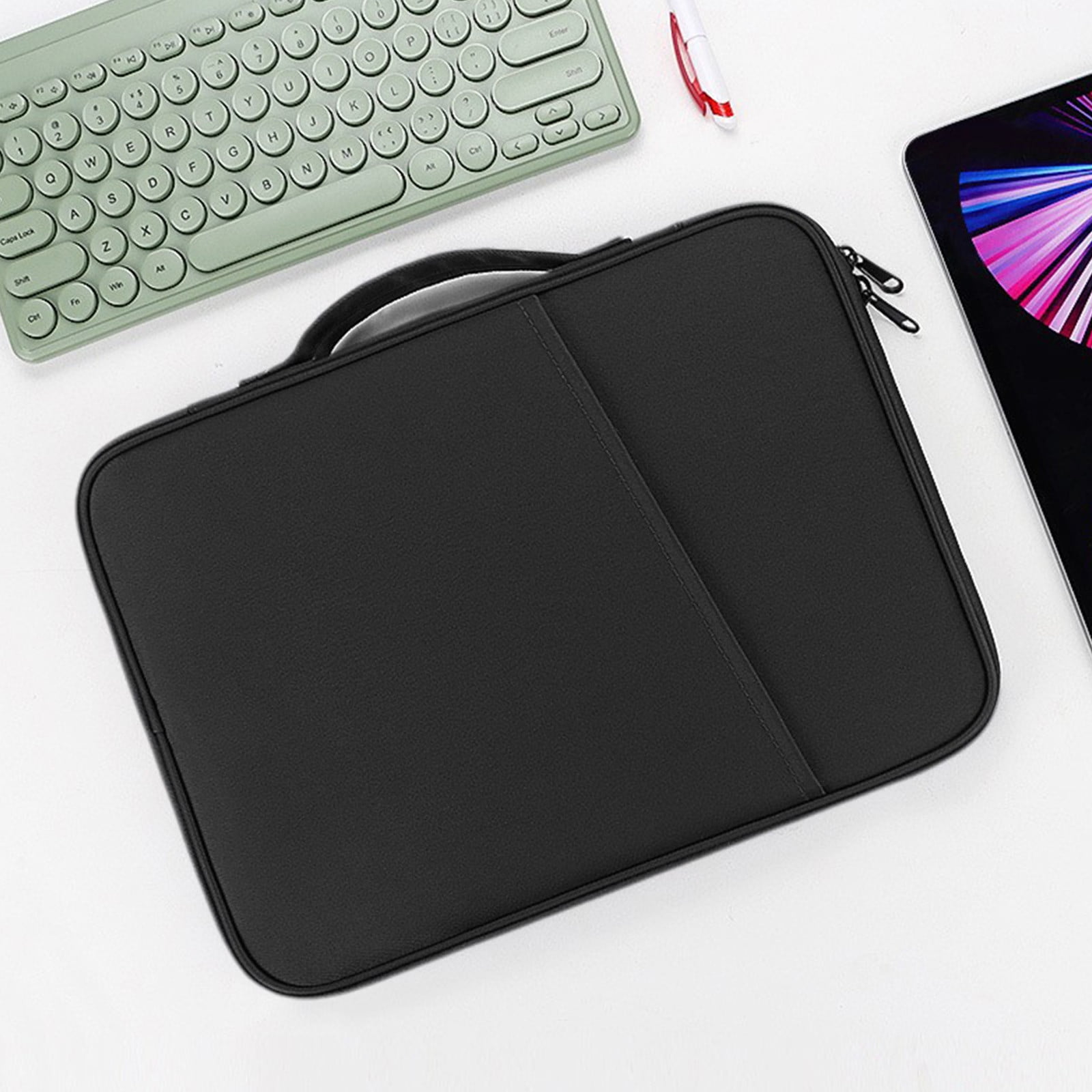 Hiroekza Universal Tablet Sleeve Case for 10.1 Inch Android Tablets - Lightweight Polyester Laptop Bag with Large Capacity for Notebooks & Accessories - Multi-Function Handbag or Backpack Black