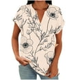 thumbnail image 2 of YueHuiYing Womens Spring/Summer Tops Short Sleeve Casual Shirts Floral Tee Trendy Basics V Neck Loose Plain Tshirt, 2 of 6