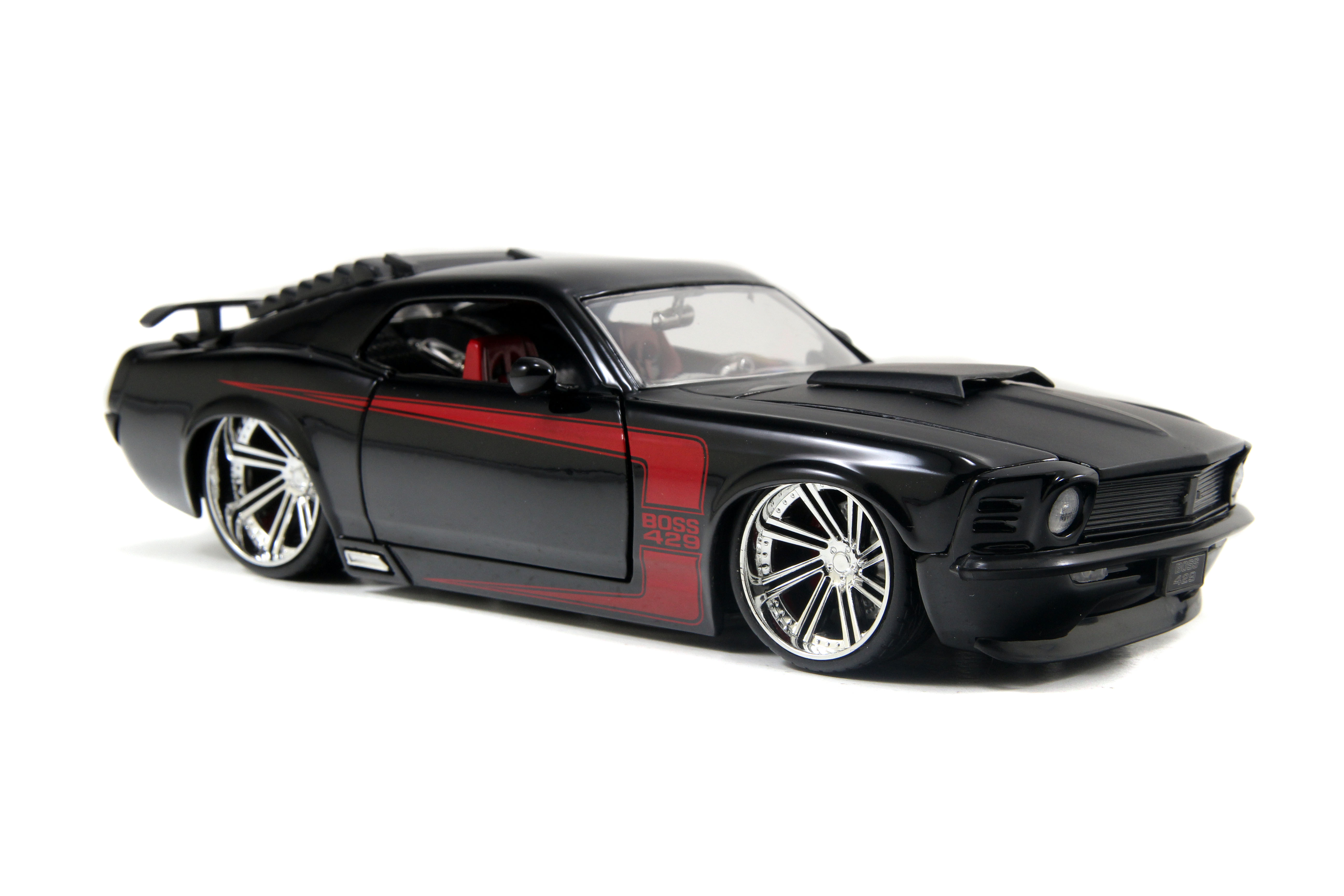Big Time Muscle 1:24 1970 Ford Mustang Boss 429 Die-cast Car Black Red Play Vehicles(Selections May Vary)