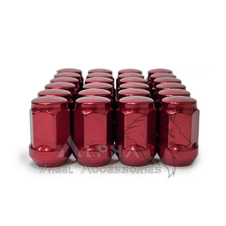 20 Red Bulge Acorn Lug Nuts M12x1.5 For Aftermarket Wheels 60° Degree