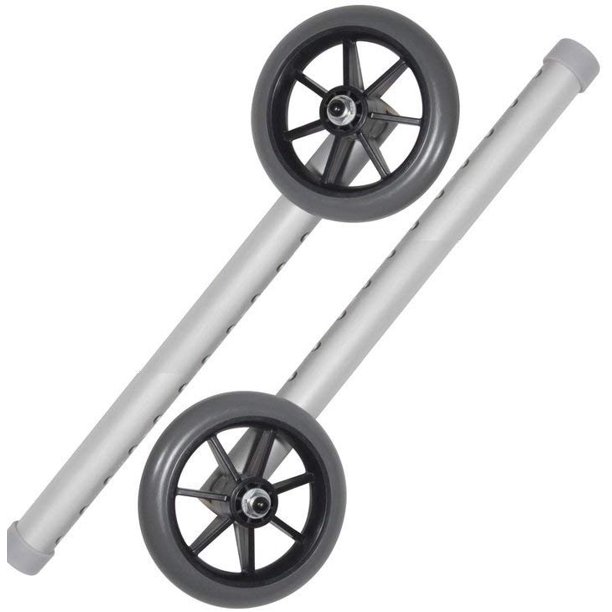 HEALTHLINE 5 Inch Universal Walker Wheel Kit, Wheels with Ski Glides
