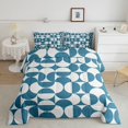 thumbnail image 2 of Castle Fairy Mid Century Split Circle Full Size Comforter Sets 3-Piece,Abstract Curved Bedding Comforter Set,Teal Offwhite,Reversible,1 Comforter and 2 Pillowcases, 2 of 6