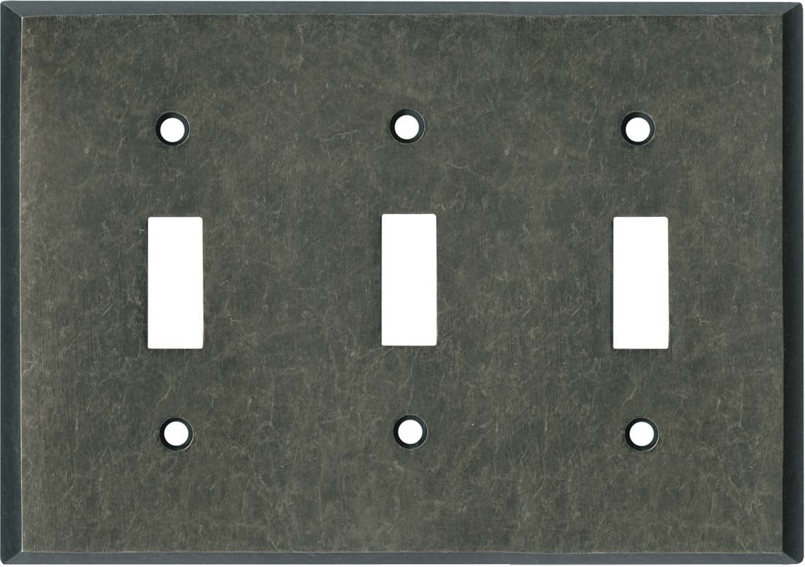 Switch Hits Mottled Antique Pewter 3 Toggle Light Switch Covers