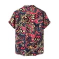 thumbnail image 4 of Camisas Hombre Vestir Camisa de Fashion Casual Top de gran tamaño Lapel Button Short Sleeve Fashion Shirt Blase Colorido Camisa Casual impresa (Hot Pink, XXL), 4 of 6