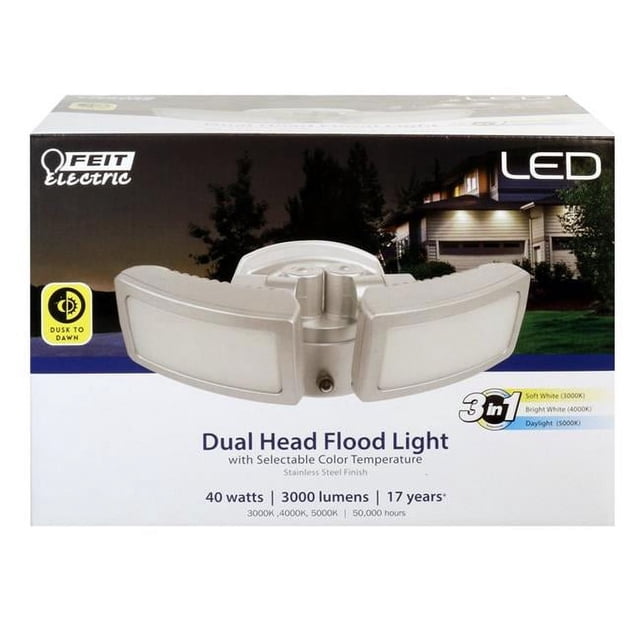 Feit Electric 3002316 Dusk to Dawn Hardwired LED Silver Security Floodlight
