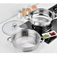 thumbnail image 4 of Steamer Pot Stainless Steel,2 Tier Steamer Pot 28cm Steamer Pot w/Glass Lid Food Veg Cooker Pot Cooking Pan Steaming Pot Dim Sum Cookware Steamer For Kitcken Cooking Tool, 4 of 14