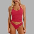 thumbnail image 5 of LNWUY (S-5XL) Plus Size Women's Camisole Tank Top with Built in Shelf Bra Padded Spaghetti Strap Top Undershirts Layering Base Tops Red M, 5 of 6