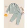 thumbnail image 4 of Elippeo Toddler Girls Boys Fall Pajamas Set Patchwork Long Sleeve Shirts Tops Long Pants 2 Pieces Lounge Suit Sleepwear 6 12 18 24 Months 2 3 4 5 Years, 4 of 9