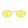 thumbnail image 3 of Hippie Micro Narrow Oval Pop Color Lens Metal Rim Sunglasses Gold Yellow, 3 of 4