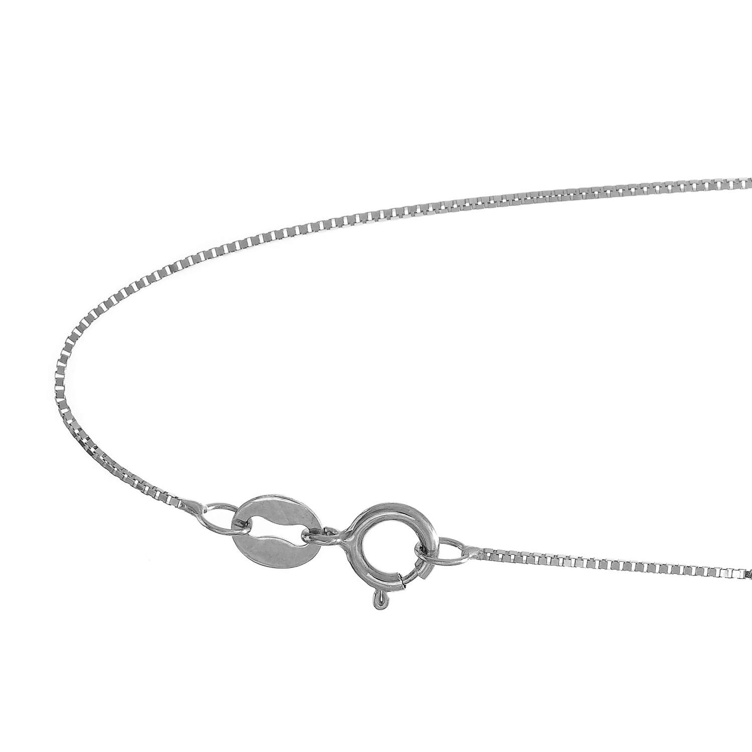 10K 18" White Gold 0.6mm Shiny Box Chain with Spring Ring Clasp